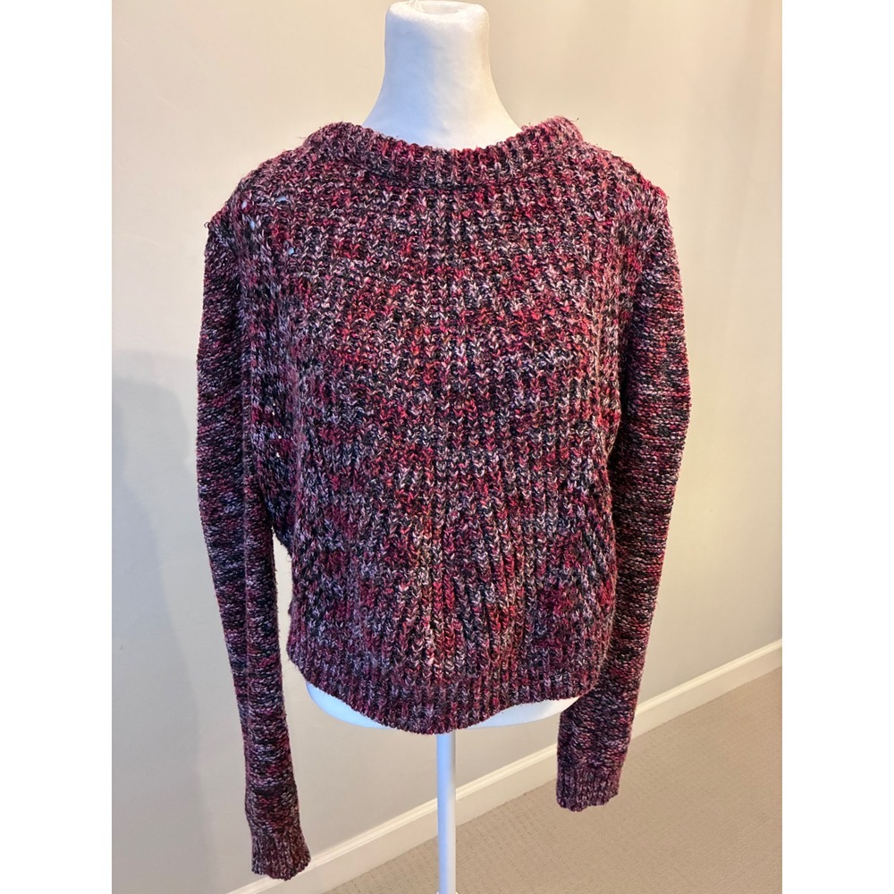Free People Magenta Purple Marled Chunky Knit Pullover Sweater Large